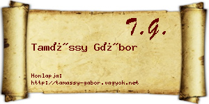 Tamássy Gábor névjegykártya