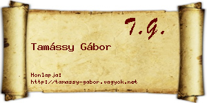 Tamássy Gábor névjegykártya